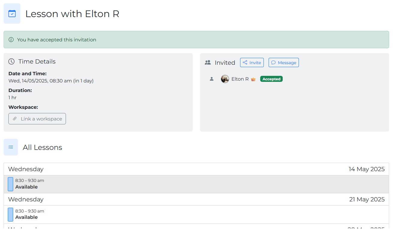 lesson management page